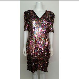 VINTAGE ❤️Sequin Rainbow party cocktail dress 🎉